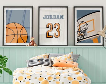Custom Basketball Prints for Kids Room | Name & Jersey Number Digital Poster | Sports Wall Art for childrens and teenager . Digital Download