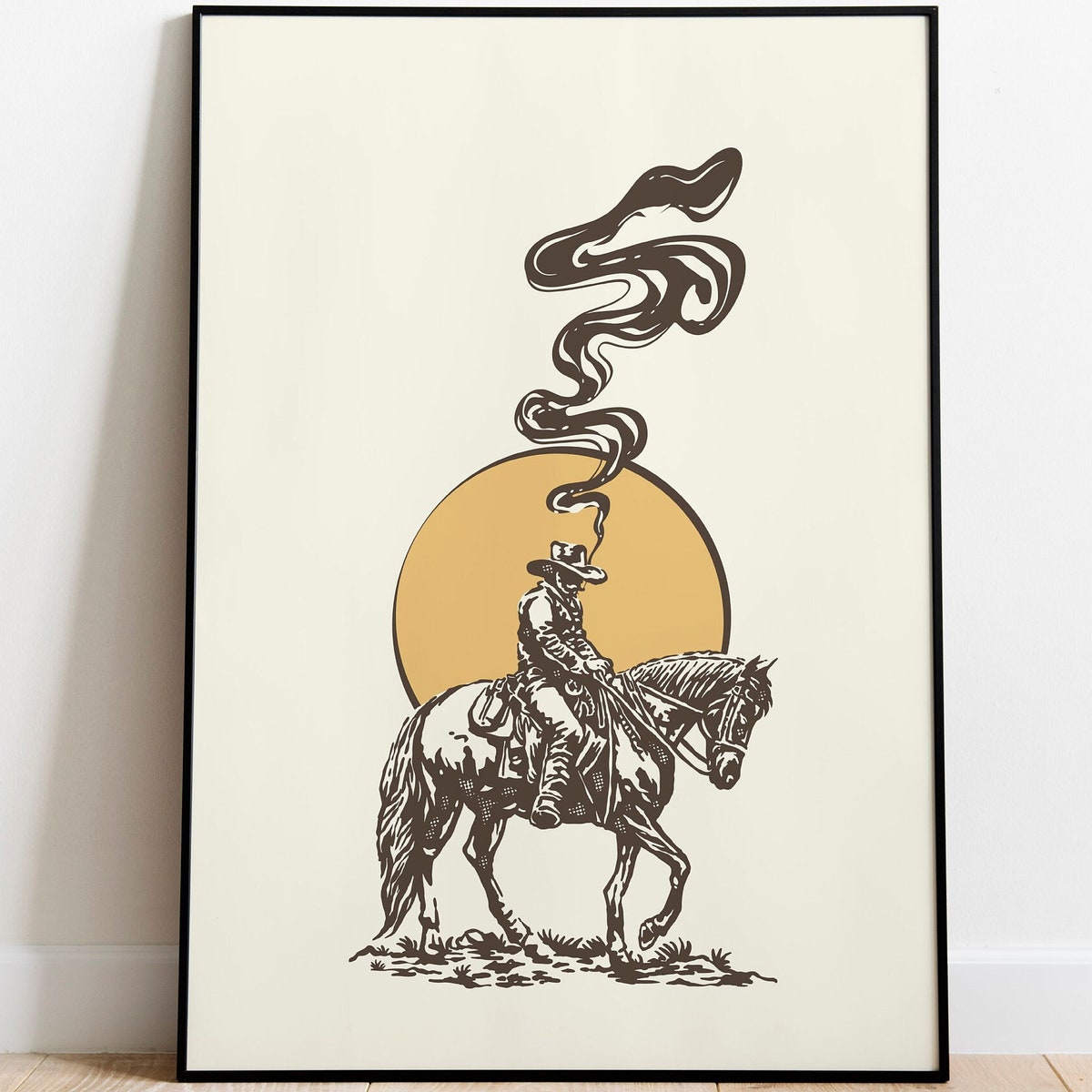 Cowboy Smoke Print, Wild West Art, Cowboy Wall Art, Cowboy Print - Quality Matte Poster - Poster Cowboy - High Quality - Unframed. - Etsy
