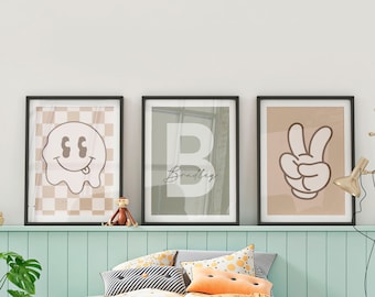 Kids Prints, Personalized Name, Set of 3 Downloadable Prints, Personalize the Name, Teen Room. Children art room. Digital Download.