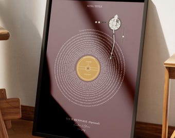 Personalized Vinyl Record Lyrics Poster – Printed on Premium Matte Paper – Custom Quote & Name, Anniversary Gift, Birthday Gift, Couple Gift