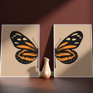 Set of 2 Butterfly Printable Wall Art, Butterfly Printable Set, Butterfly Poster Download, Butterfly Wings, Digital Download.