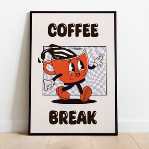 Coffee Break- Digital Download-Wall Print-Retro-Drink Art -Large Girly Print Art-Trendy Art -Girly Art-Bar Cart Print-coffee art