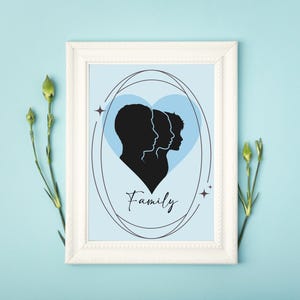 Personalized silhouette, Mother&#39;s Day gifts, printable silhouette portrait, personalized children&#39;s silhouette, Family silhouettes
