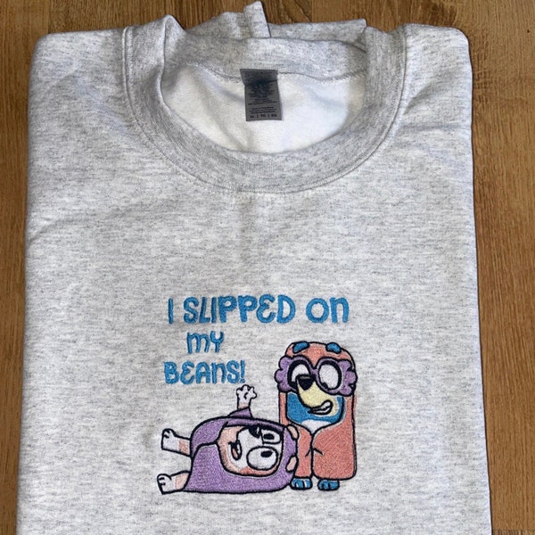 I slipped on my beans Janet and Rita machine embroidered jumper