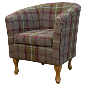 Red tartan tub chair hot sale