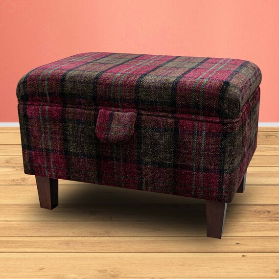 Tartan footstool with storage discount