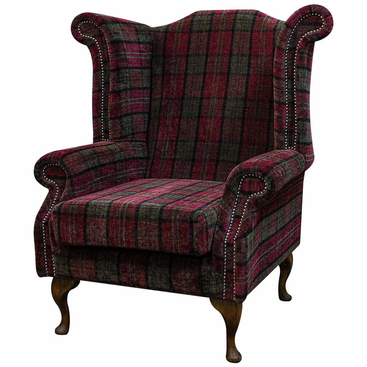 Red tartan armchair next sale