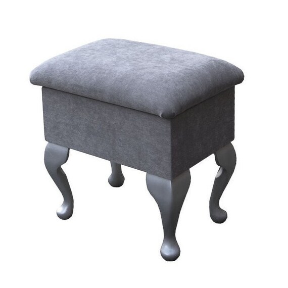 Handmade Grey Velvet Small Dressing Table Storage Stool Etsy UK