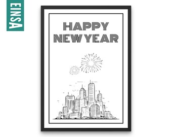 Happy New Year | Print your own New Year's Eve decorations | New Year's Eve table decorations | Download and print New Year's Eve decorations | DIY New Year's Eve party decorations
