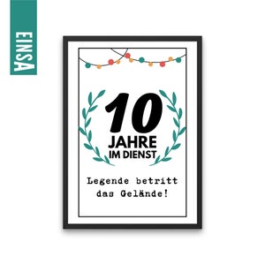 Baixe e imprima o presente de aniversário de 10 anos de serviço | Presente de aniversário | 10 anos de serviço | Impressão de aniversário de presente | Ideia de presente
