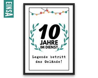 Download and print 10-year service anniversary gift | Anniversary gift | 10 years of service | Print anniversary gift | Gift idea