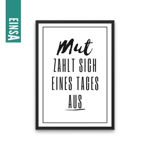 Imprime el cartel de Coraje para aventureros y niños como archivo digital regalo perfecto para el trabajo por cuenta propia o la habitación de los niños