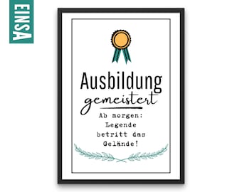 Apprenticeship completed | Poster as a digital file for download and printing | Gift, card for apprentices upon completion of their apprenticeship