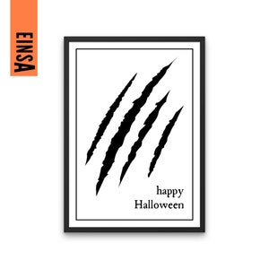 Halloween wall art scratches | Halloween poster printable | Halloween decoration | digital file | happy halloween sign | Halloween werewolf