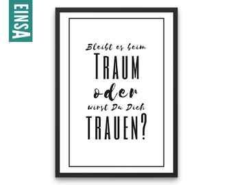 Poster | Dream or dare | Digital file for quick self-printing | Office | Wisdom | Home office | Self-employed | Founder