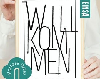 Decorative hallway wall poster print yourself | Welcome sign | Welcome home | Poster picture decoration entrance welcome home