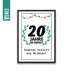 Download and print a 20-year service anniversary gift in color | Anniversary gift | 20 years of service | Print anniversary gift |