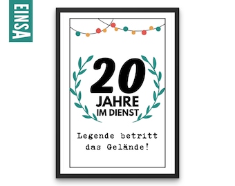 Download and print a 20-year service anniversary gift in color | Anniversary gift | 20 years of service | Print anniversary gift |