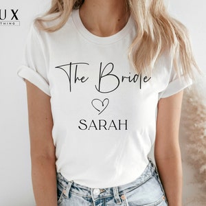 The Bride Personalised T-Shirt Bridal Shower Gift, Engagement Gift, Gift for Bride, Gift for Fiance, Grey White Black