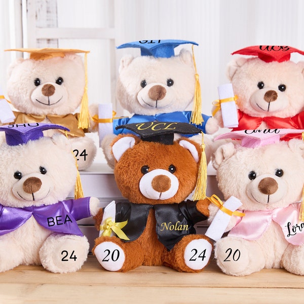 Oso de graduación personalizado, recuerdo de graduación, oso de peluche de graduación 2024, oso de graduación, animal de peluche, regalo de graduación de collage para su 2024