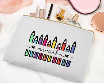 Teacher Gift,Rainbow Teacher Pencil Case,End of Term Gift,Thank You Teacher,Teaching Assistant,Nursery Worker,Teacher Stationary,Teacher Bag