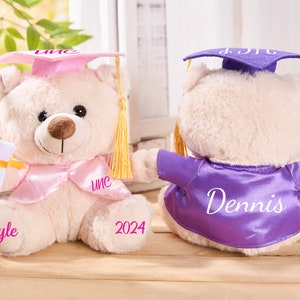 Personalized Graduation Bear,Graduation Keepsake,Graduation Teddy Bear 2024,Grad Bear,Stuffed Animal,Collage Graduation Gift for her 2024 image 5