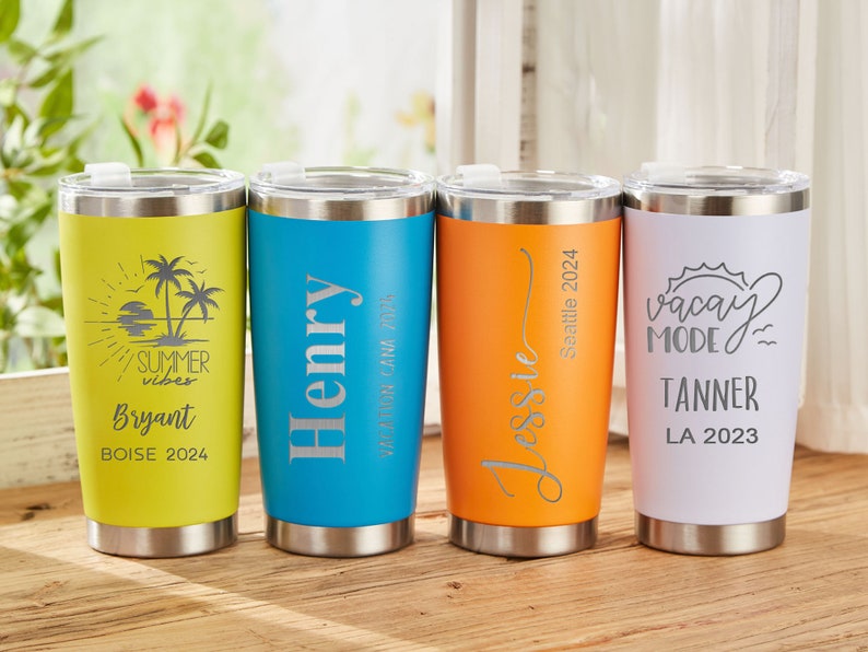 20oz Tumbler For Beach,Engraved Insulated Trip Tumbler,Personalized Custom Vacation Tumbler,Girls Trip,2024 Family Trip Gift,B1 image 1