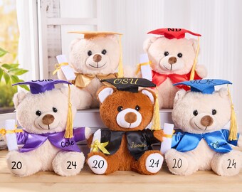 Oso de graduación personalizado, recuerdo de graduación, oso de peluche de graduación 2024, oso de graduación, animal de peluche, regalo de graduación de collage para su 2024