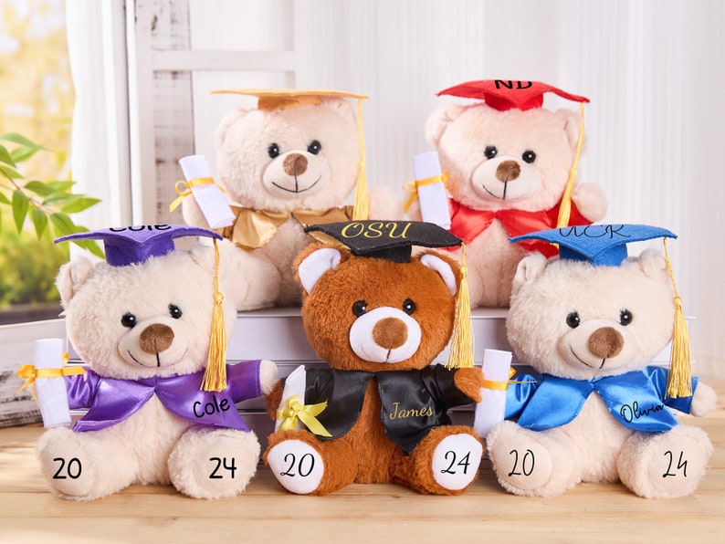 Ours de remise des diplômes personnalisé, souvenir de remise des diplômes, ours en peluche de remise des diplômes 2024, ours diplômé, peluche, cadeau de remise des diplômes de collage pour elle 2024 image 2