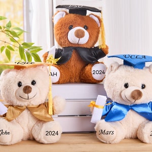 Personalized Graduation Bear,Graduation Keepsake,Graduation Teddy Bear 2024,Grad Bear,Stuffed Animal,Collage Graduation Gift for her 2024 image 3