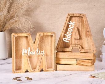 Personalized Kids Wooden Letter Piggy Bank,Custom Kids Name Bank,Alphabet Money Bank With Name,Money Saving,Birthday Gift,Gift For Child