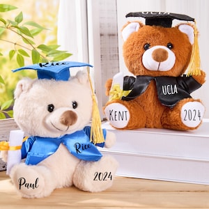 Personalized Graduation Bear,Graduation Keepsake,Graduation Teddy Bear 2024,Grad Bear,Stuffed Animal,Collage Graduation Gift for her 2024 image 4