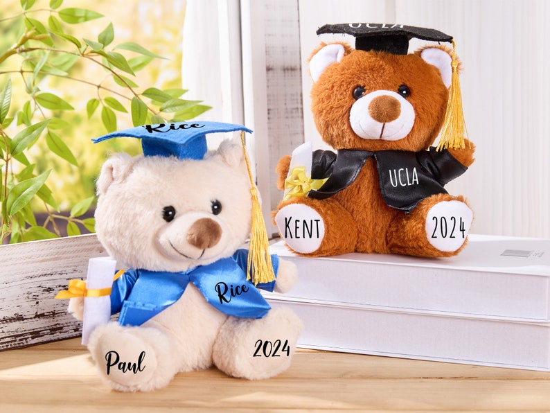 Personalized Graduation Bear,Graduation Keepsake,Graduation Teddy Bear 2024,Grad Bear,Stuffed Animal,Collage Graduation Gift for her 2024 image 4