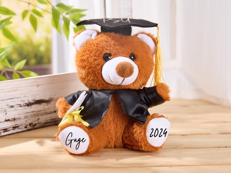 Personalized Graduation Bear,Graduation Keepsake,Graduation Teddy Bear 2024,Grad Bear,Stuffed Animal,Collage Graduation Gift for her 2024 image 6