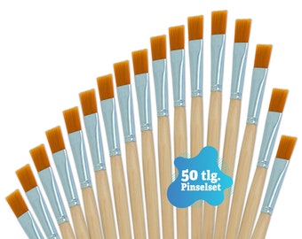 Malpinsel Set 50 Stück - kleine Pinsel zum Basteln für Kinder & Erwachsene - Schulmalpinsel