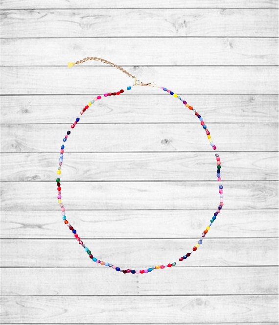 Colourful Glass Seed Bead Necklace Etsy