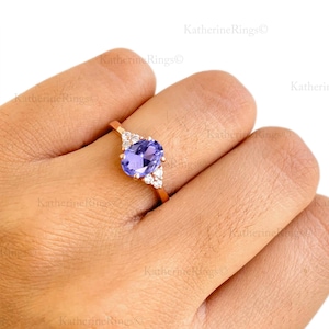 Vintage Tanzanite Diamond Engagement Ring, 14k Tanzanite Wedding Ring For Women, Bridal Promise Ring, Birthday Gift For Her, Minimalist Ring