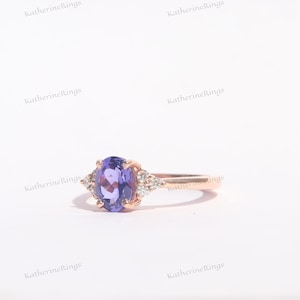 Vintage Tanzanite Engagement Ring, 14k Oval Cut Tanzanite Wedding Ring, Promise Ring For Women, December Birthstone Anniversary Gift For Her