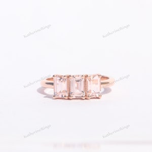 Vintage Morganite Engagement Ring, 14k Rose Gold Peachy Pink Morganite Wedding Ring, Dainty Promise Ring For Women, Birthday Gifts For Her
