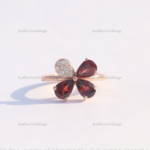 Natural Pear Shape Garnet Engagement Ring, Tear Drop Garnet Ring, 3pcs Pear Garnet Wedding Ring, Dainty Promise Ring, Birthday Gift For Her