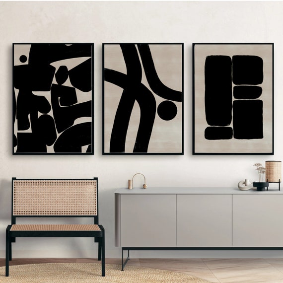 Wabi Sabi Art Prints: Black & White Japandi Set of 3 (Digital Download)