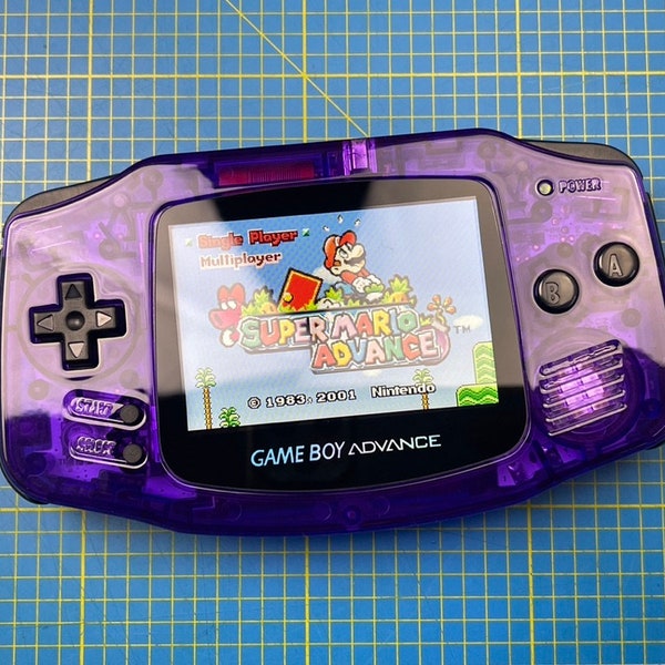 Gameboy Advance GBA - Crystal Clear Purple and Black - Backlight IPS V2 Screen