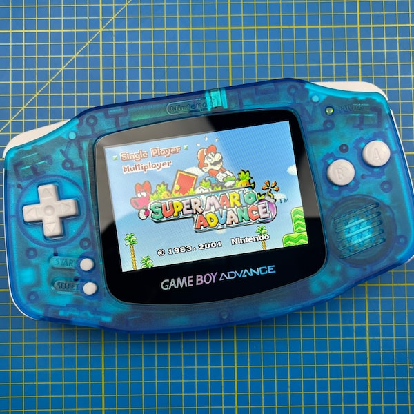 Gameboy Advance GBA - Blue and White Buttons - Backlight IPS V2 Screen