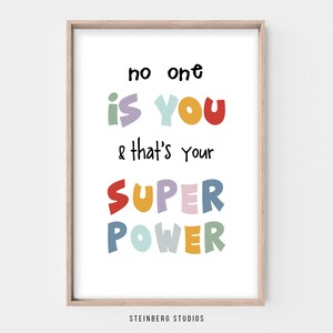 Positive affirmations super power kids printable wall art, Home-school decor, digital download