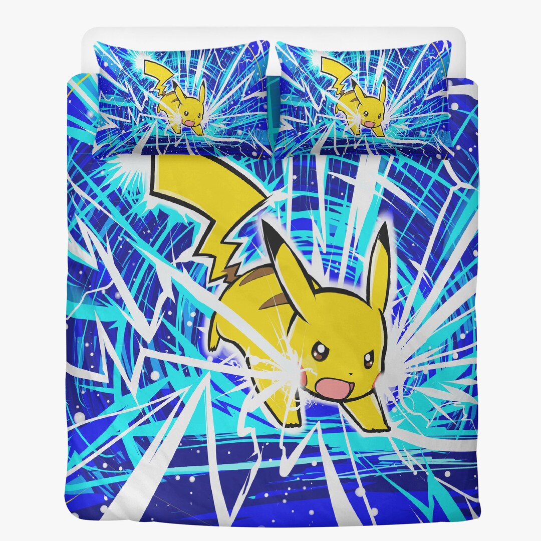 Pokemon Duvet Pikachu Bedding Set Twin Queen King Sizes 2 Etsy