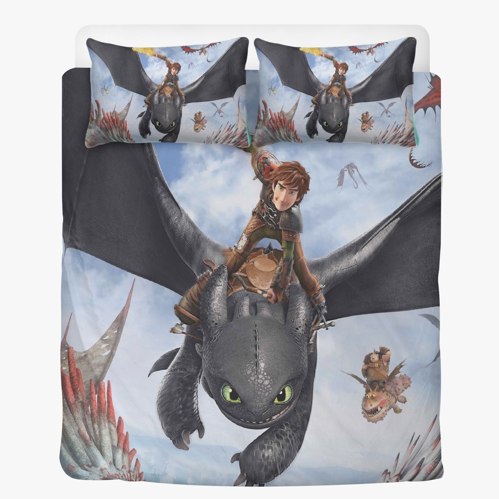 How to Train Your Dragon Duvet Toothless Bedding Set Twin Etsy