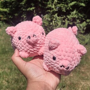 Handmade Crochet Pig Ornament, Plush Pink Decor