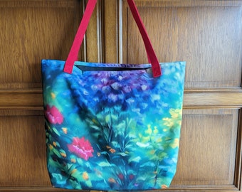 Große farbenfrohe Art Tasche mit Blumendesign