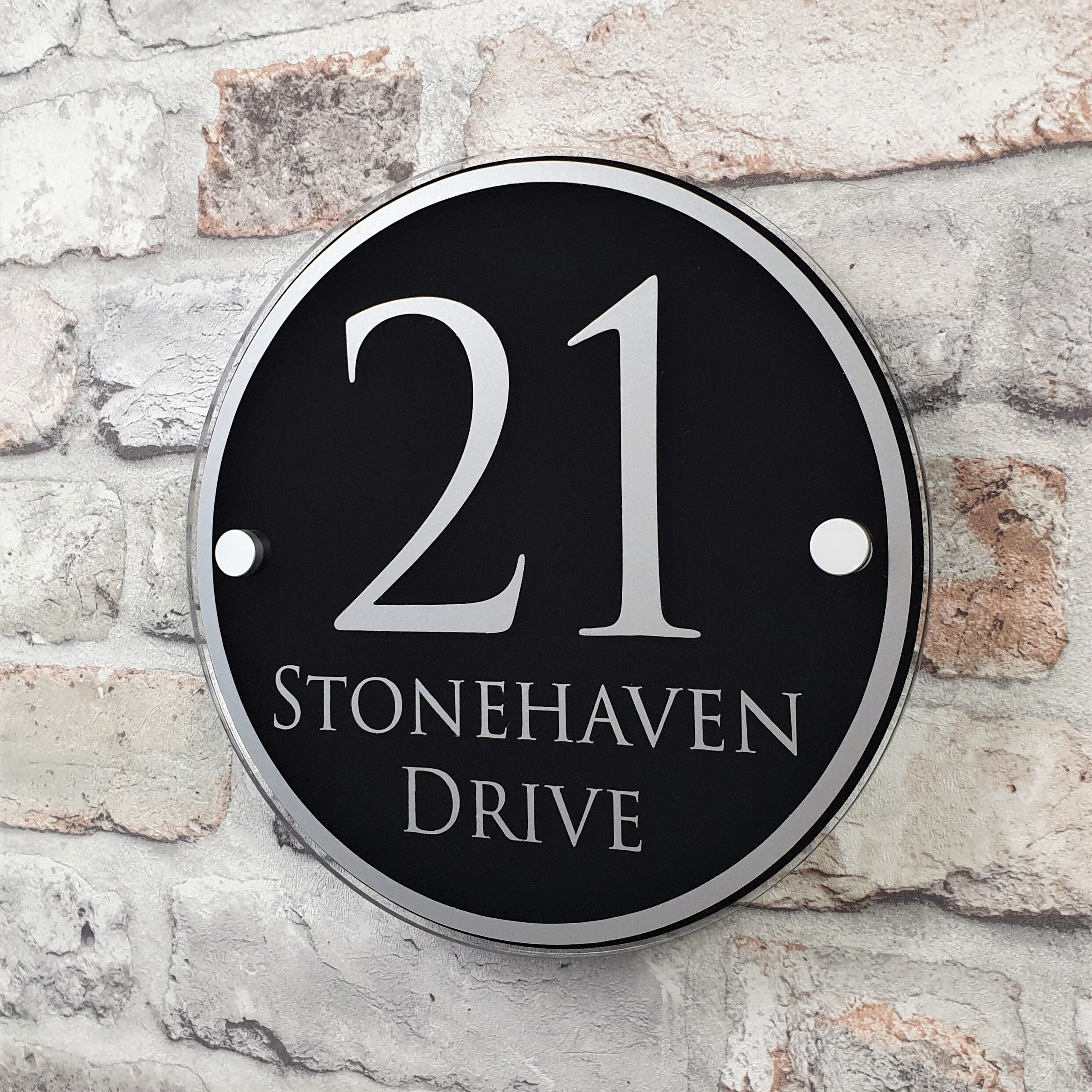 Modern Round House Number Sign or Address Plaque in Black & Etsy UK