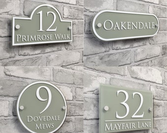 Traditional House Number Signs & Address Plaques in Sage Green